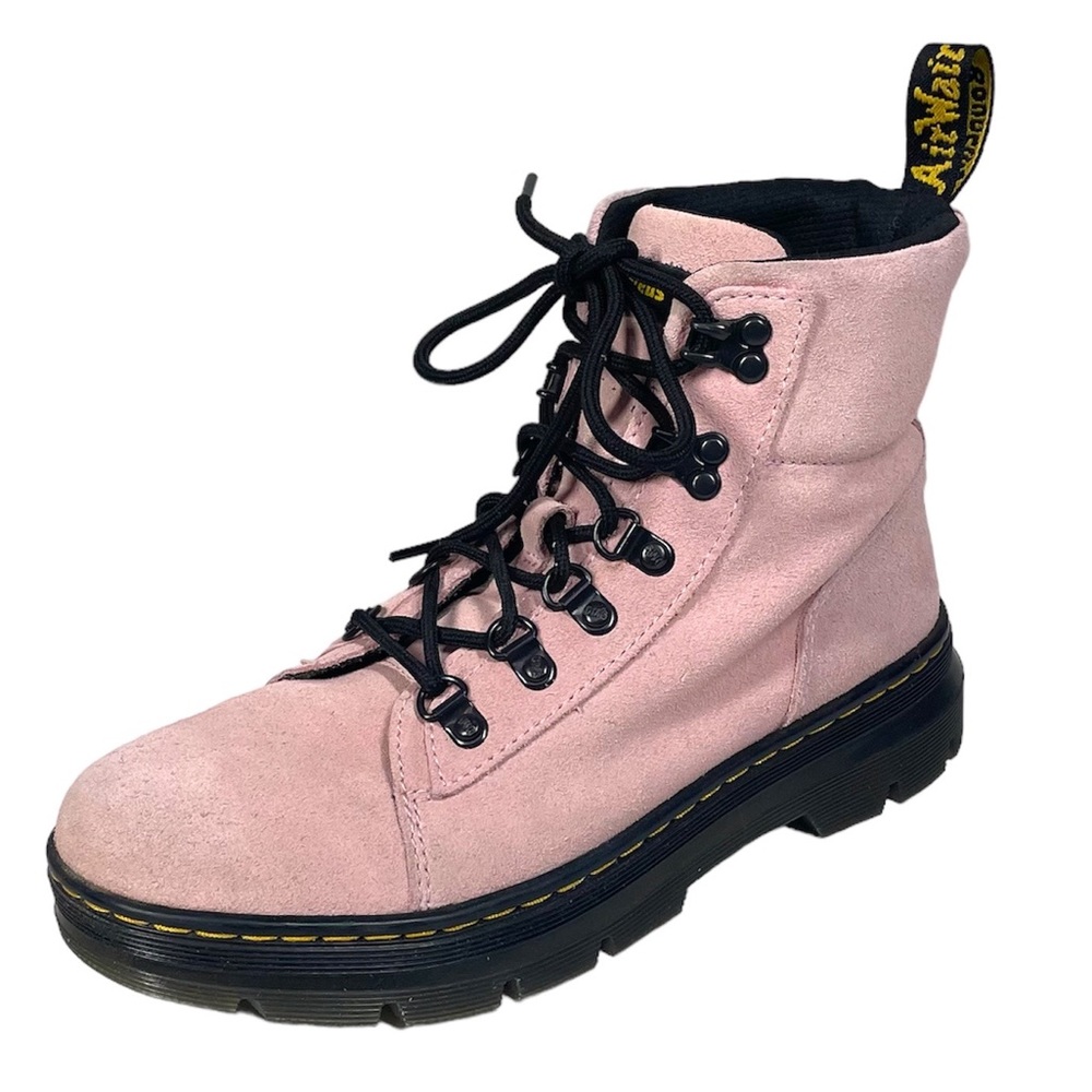 Doc Dr Martens Combs Women's Suede Leather Combat Boots Eur 39 US 8 UK 6 Pink